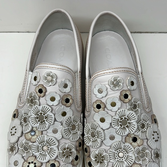 Coach Chalk Tea Rose Floral Slip On Sneakers 8.5 - Picture 9 of 16